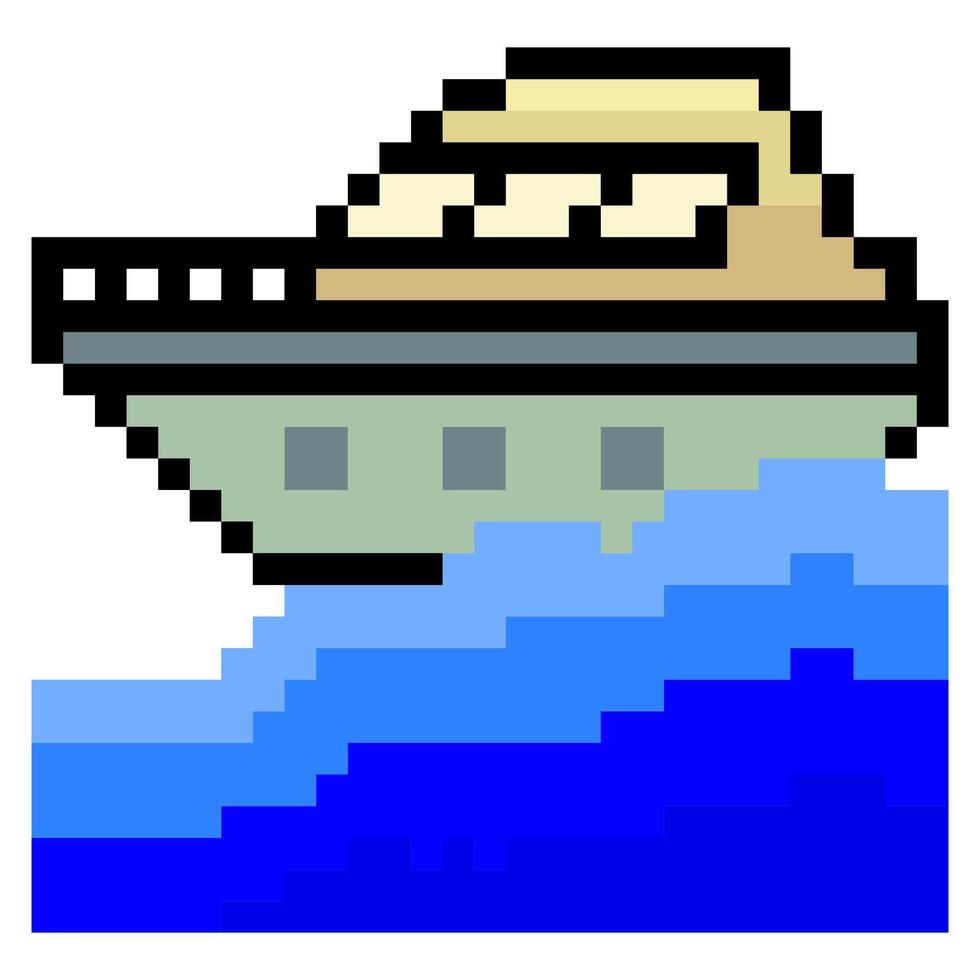 Yatch in pixel art style vector