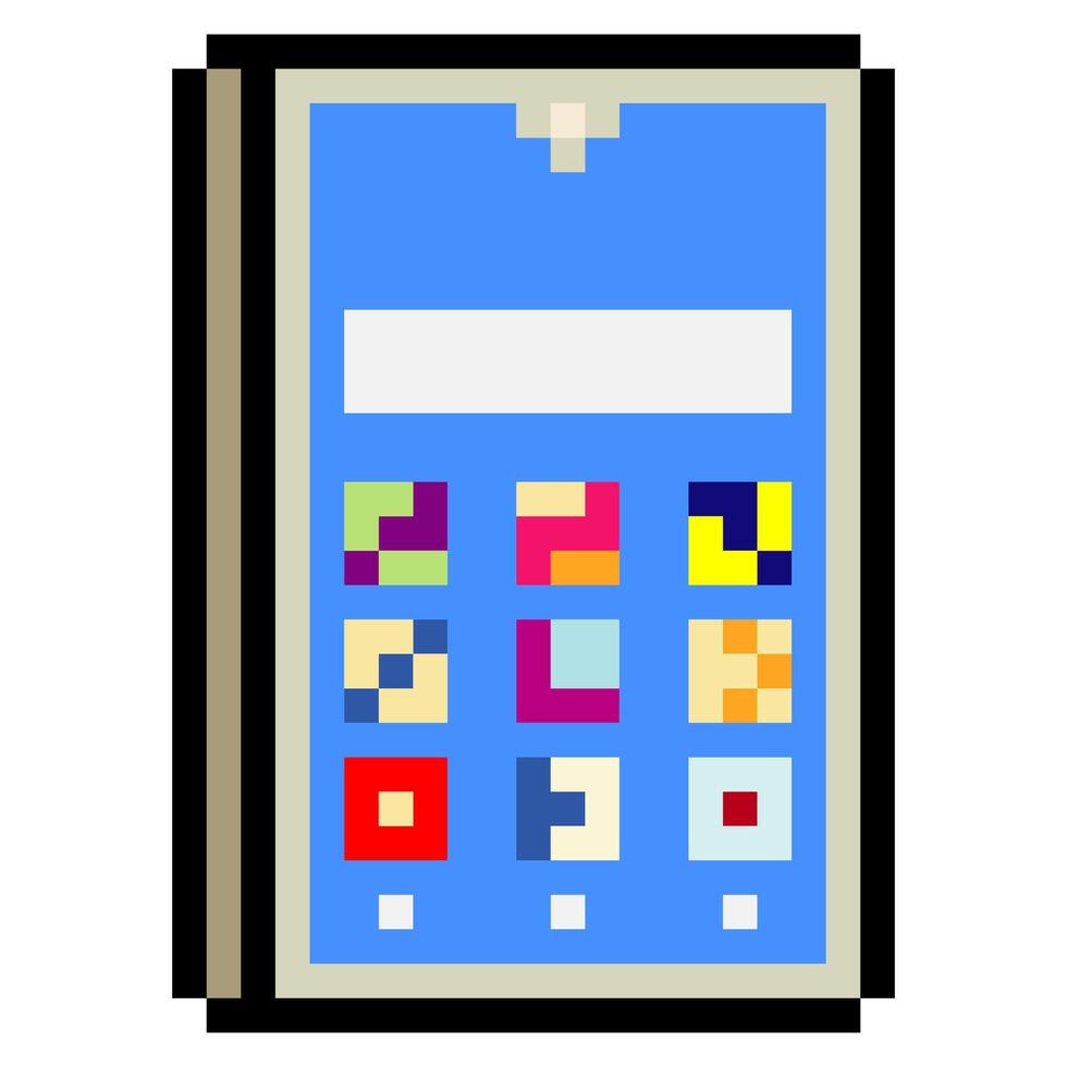 Mobile phone in pixel art style vector