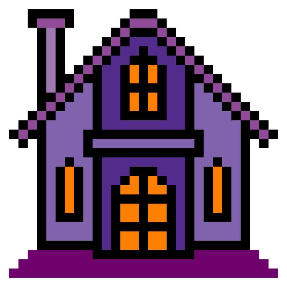 Haunted house in pixel art style isolated on white background vector