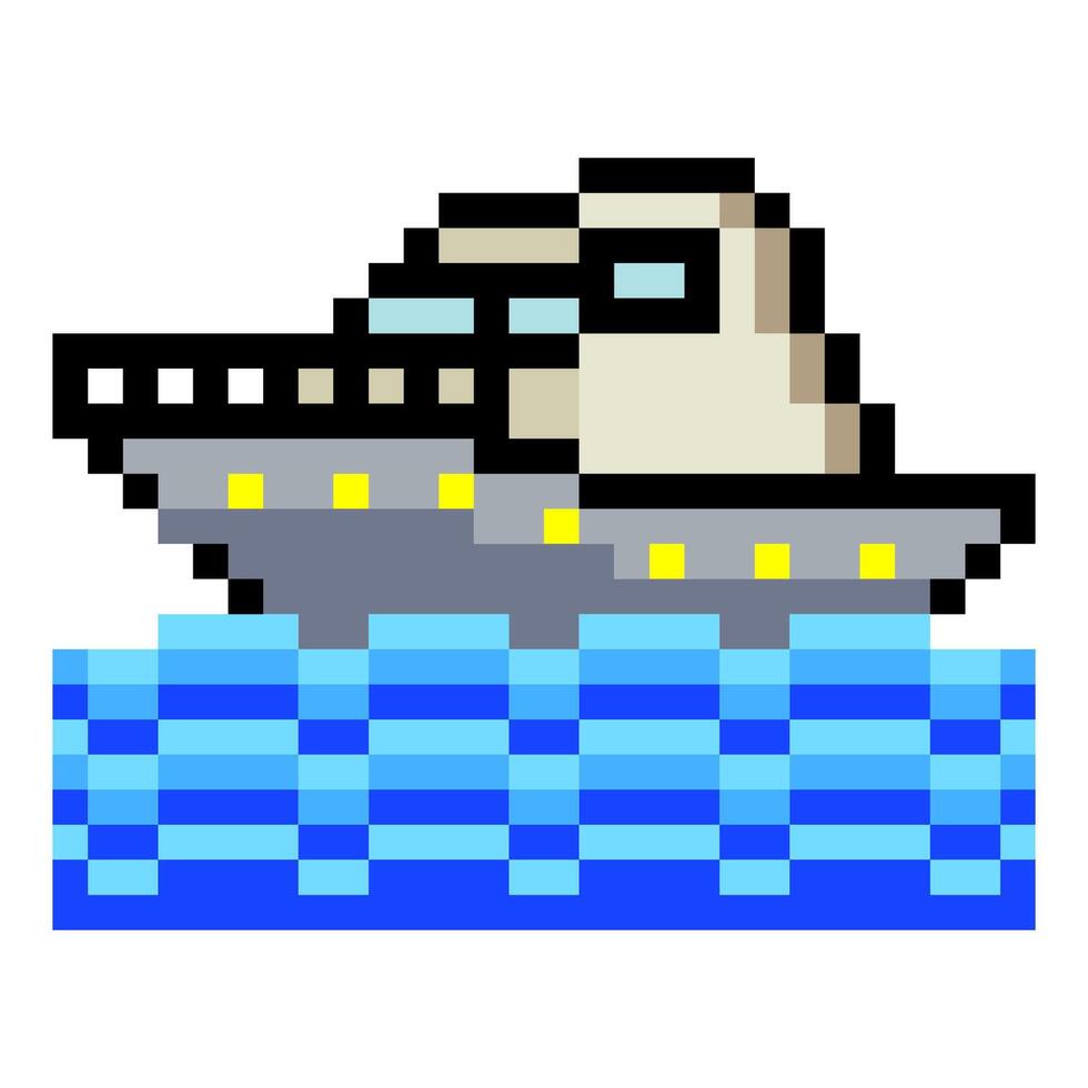 Yacht in pixel art style isolated on white background vector