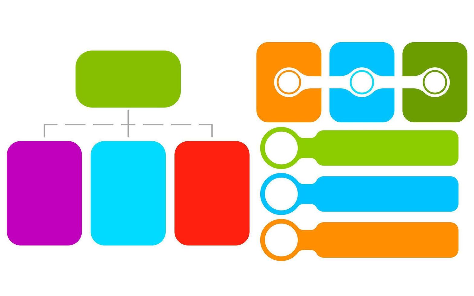 Infographic for business promotion with colorful diagram of blank boxes and circles. vector