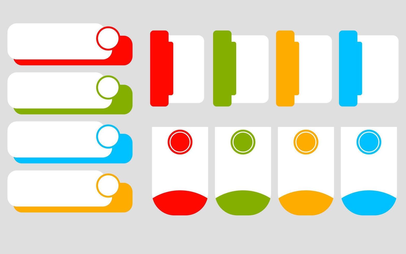 Infographic set of colorful rectangular and round shapes for business promotion. vector