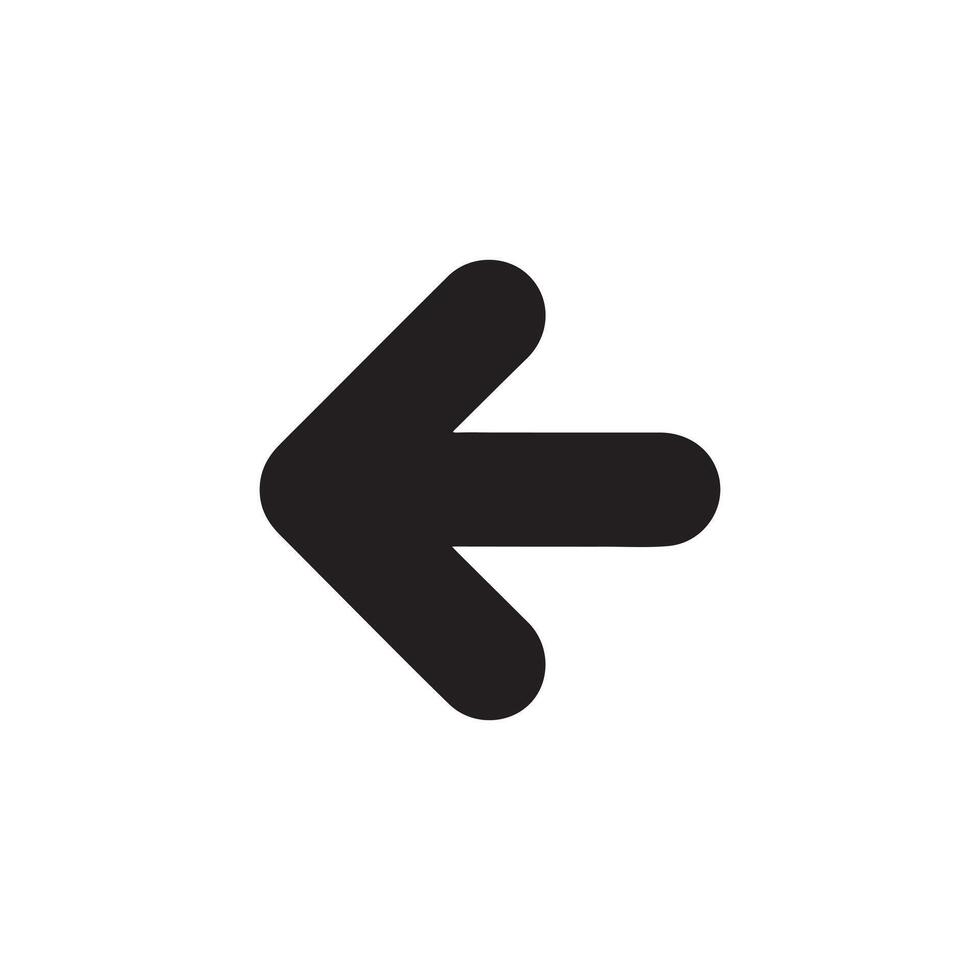 Simple Black Left Arrow Sign on White Background for Directional Navigation Usage vector