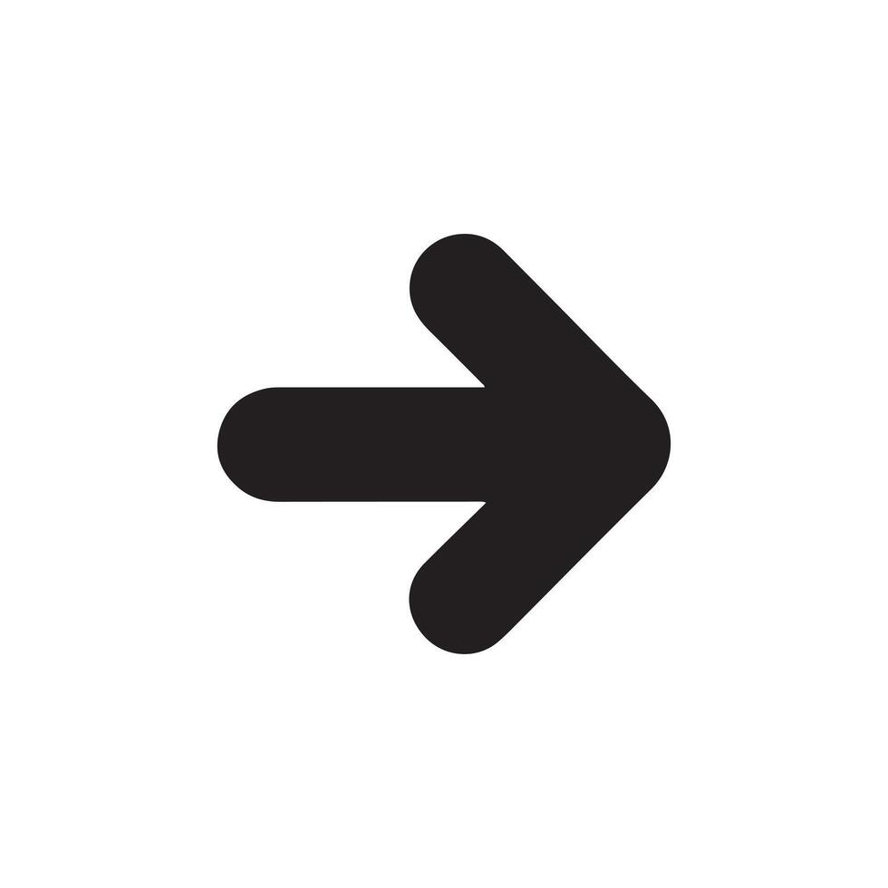 Simple Black Arrow Pointing Right on White Background, Modern Directional Icon vector
