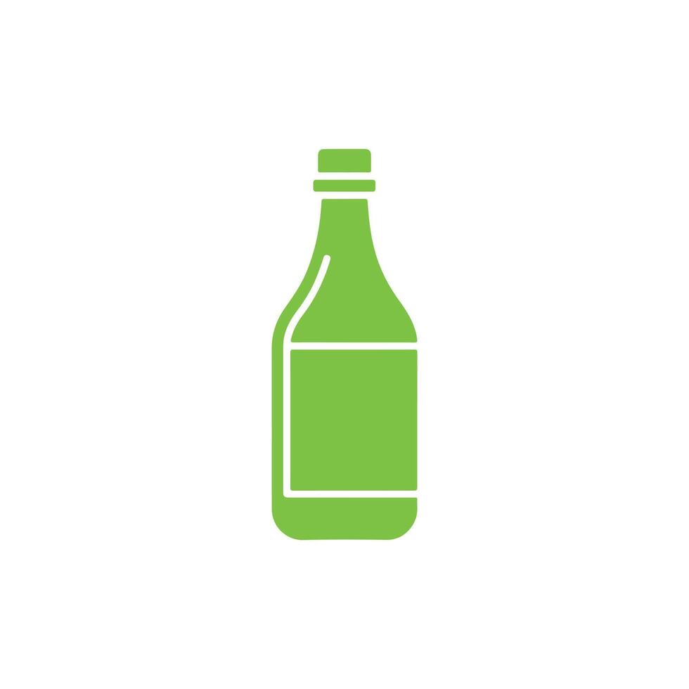 Green Bottle Icon on White Background, Simple Design for Product Label or Signage vector