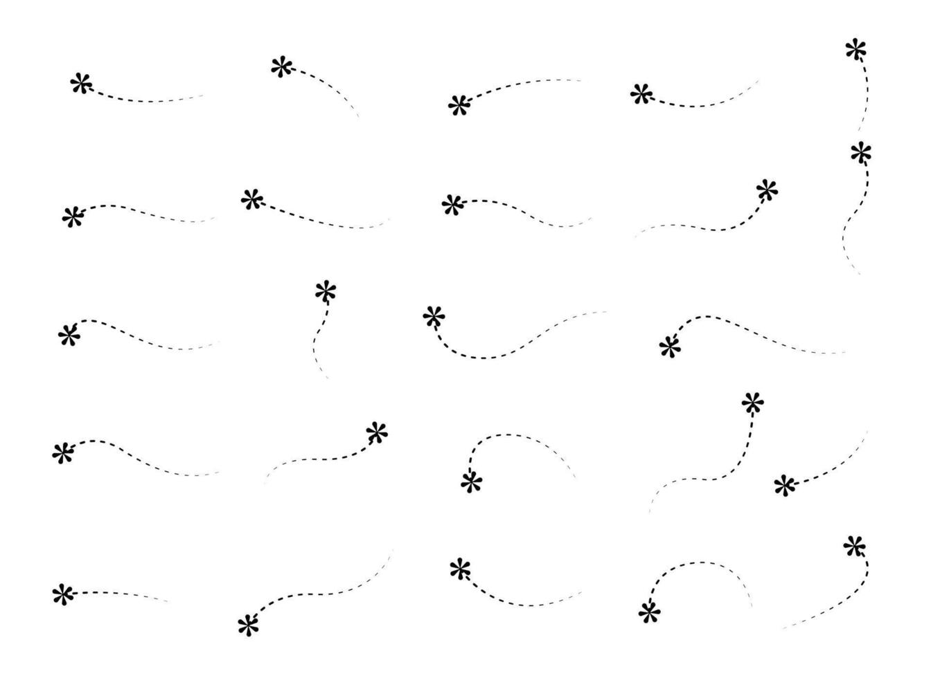 Set of Doodles Art of Floral Shapes - Different Shapes of Floral Designs with Dotted Lines vector