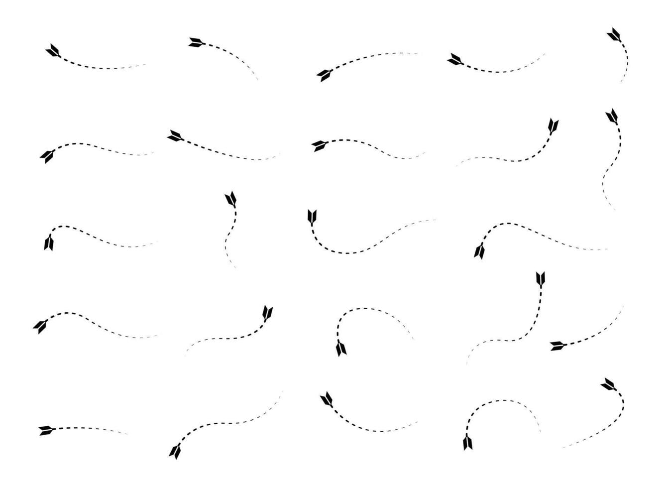 Set of Doodles Art of Arrow Shapes - Different Shapes of Arrow Designs with Dotted Lines-29 vector