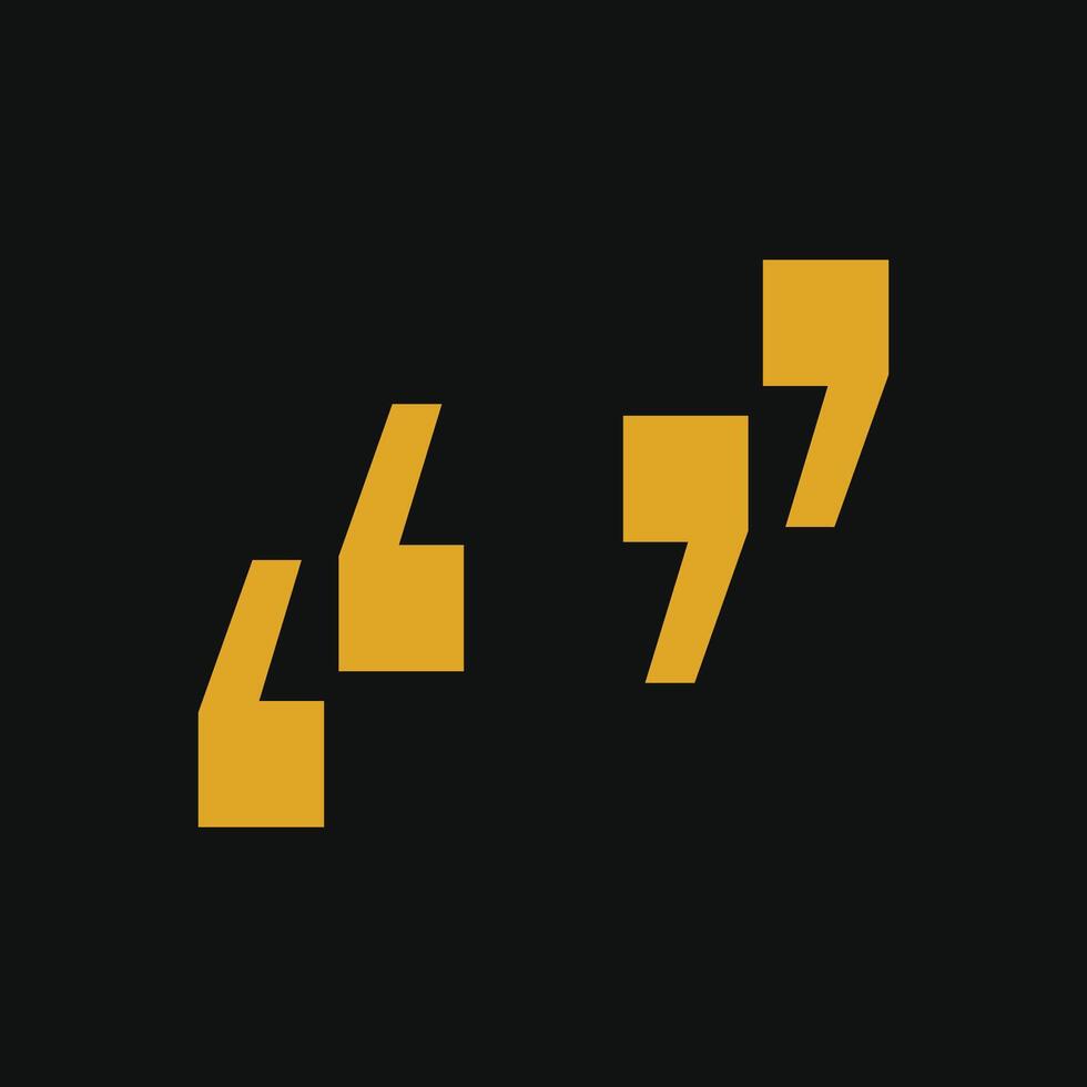Golden Inverted Comma isolated on black background - Quote Card Design vector