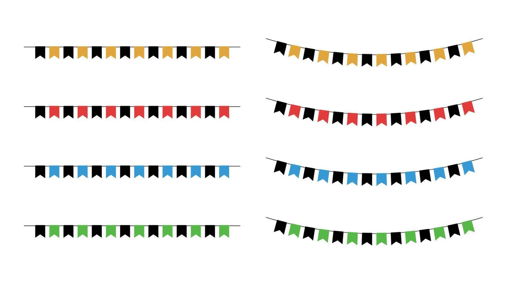 Set of Colorful Garland of small flags for party decoration - decorative elements vector
