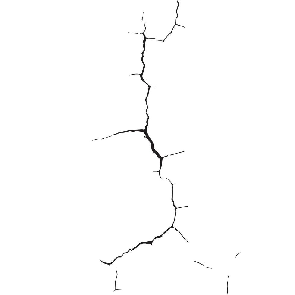 Black Crack and Broken Line on White Background - -12 vector