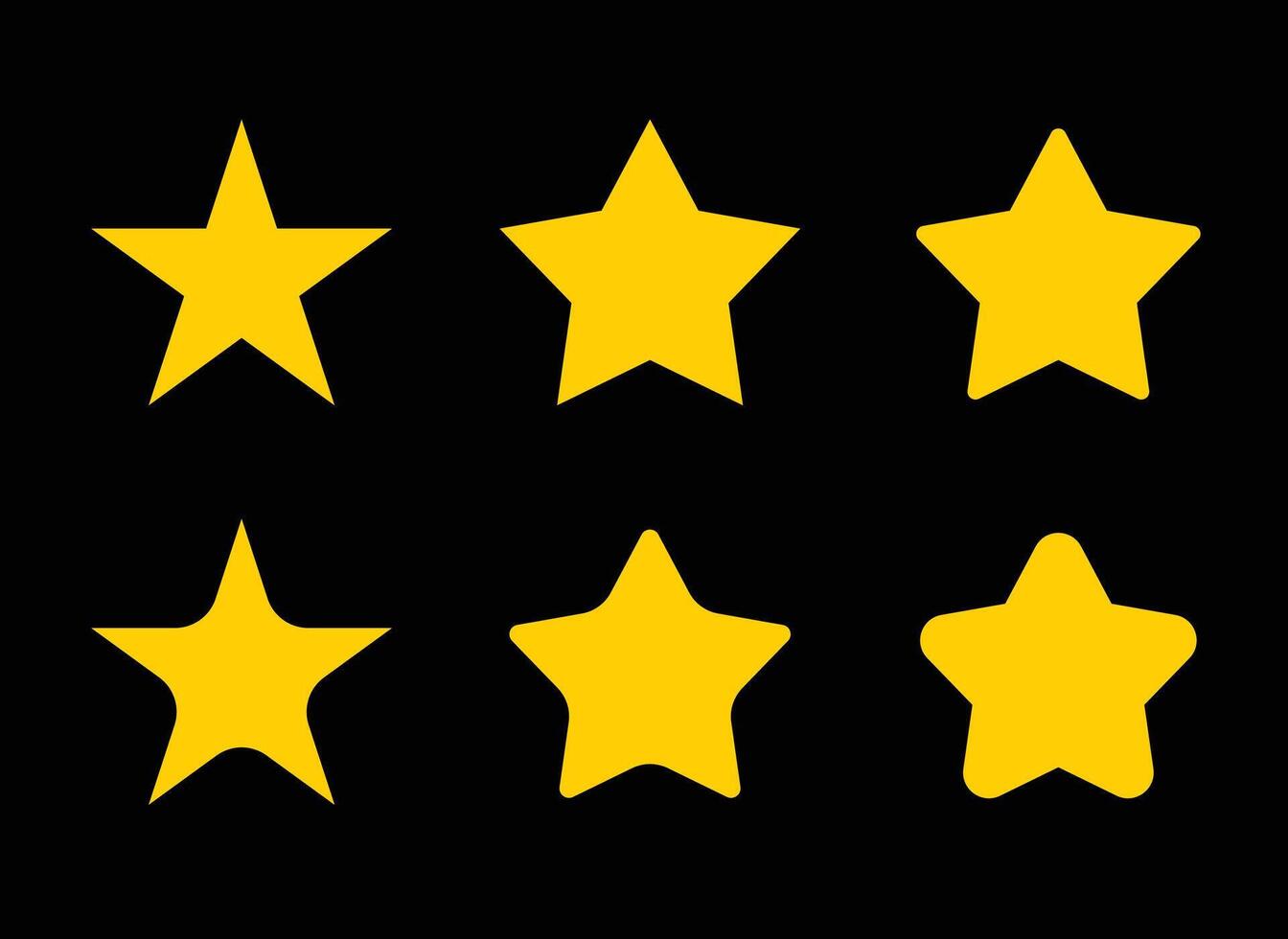 Set of Different Shapes of Yellow Stars isolated on white background vector
