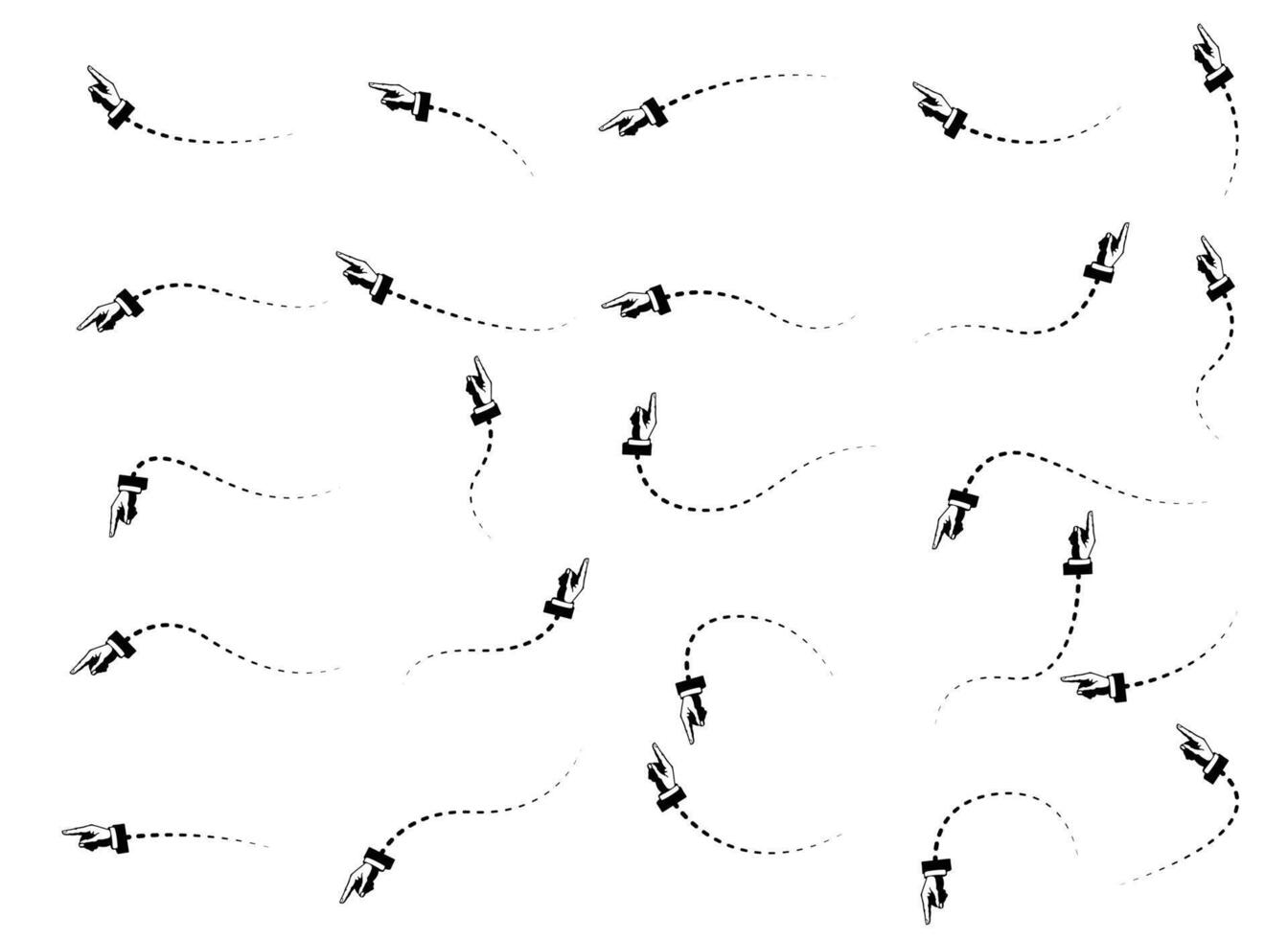 Set of Doodles Art of Hand Shapes - Different Shapes of Hand Designs with Dotted Lines vector
