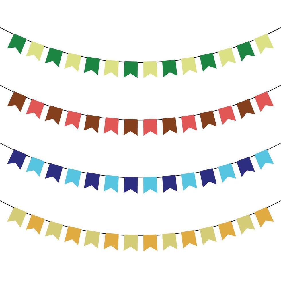 Colorful Garland of small flags for party decoration - decorative elements vector