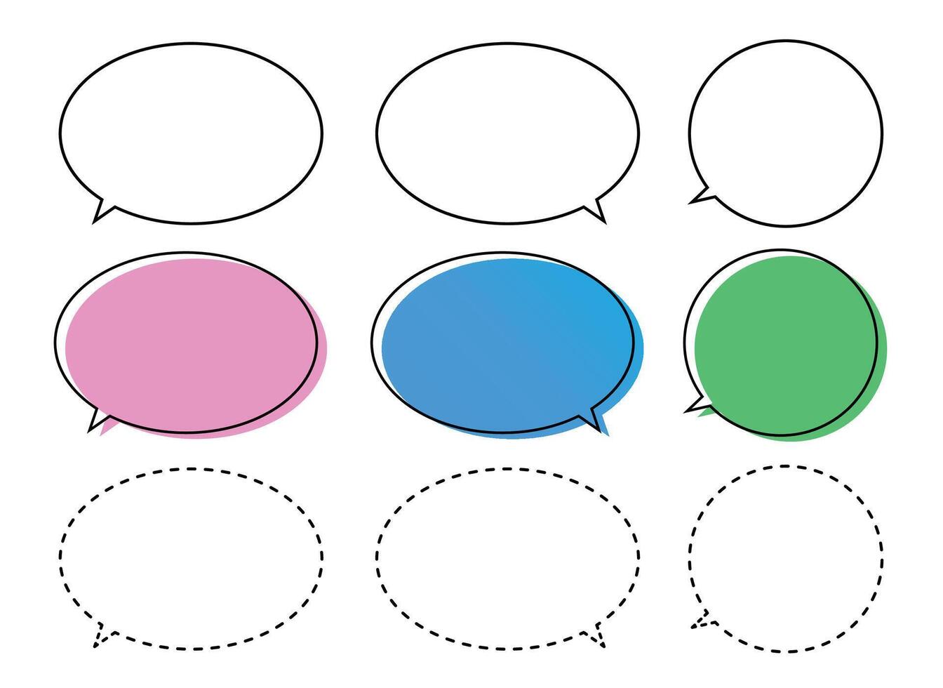 Set of Circular Shapes of Chat Icons - Chat Bubbles Set vector