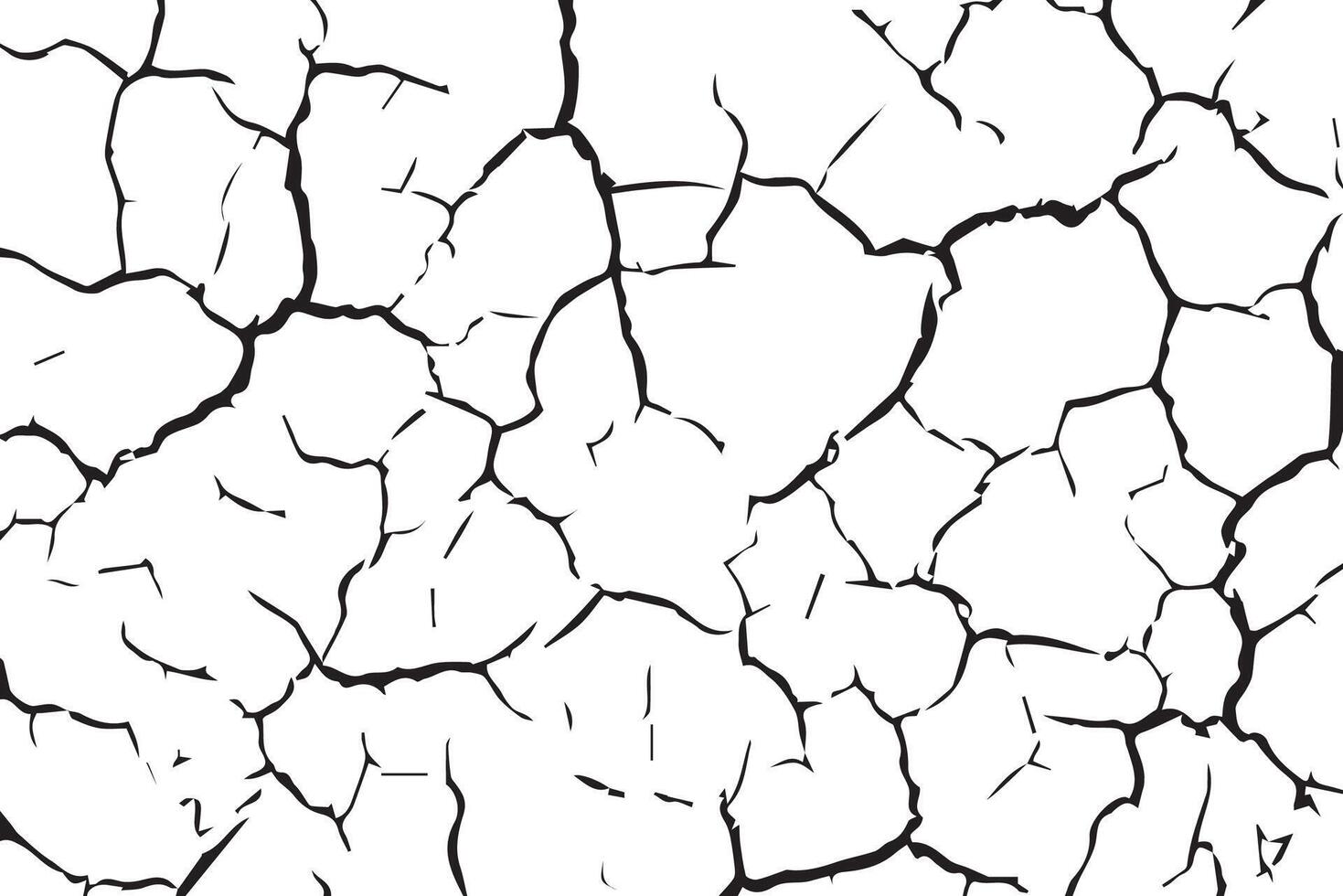 Black Crack and Broken Lines Texture on White Background - -15 vector