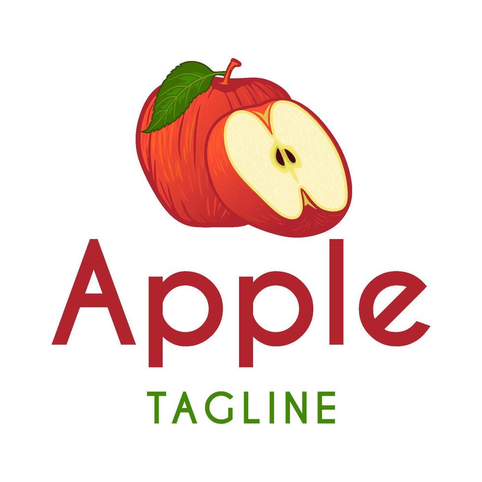 apple fruit logo design, with fresh apple fruit icon. Perfect for fruit labels, juice drink icons or drink product stickers vector