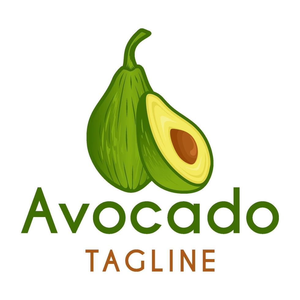 avocado fruit logo design, with fresh avocado fruit icon. Perfect for fruit labels, juice drink icons or drink product stickers vector