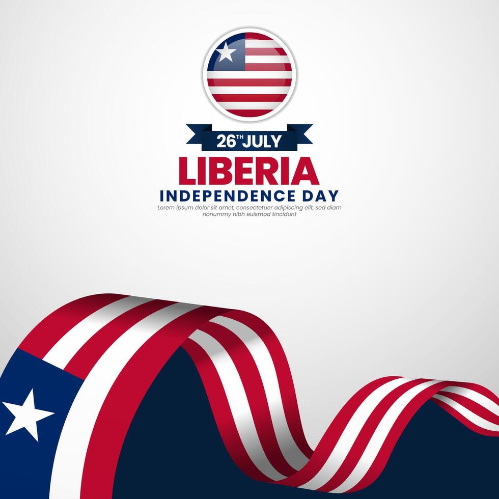 Liberia independence day Square background with waving ribbon flag vector