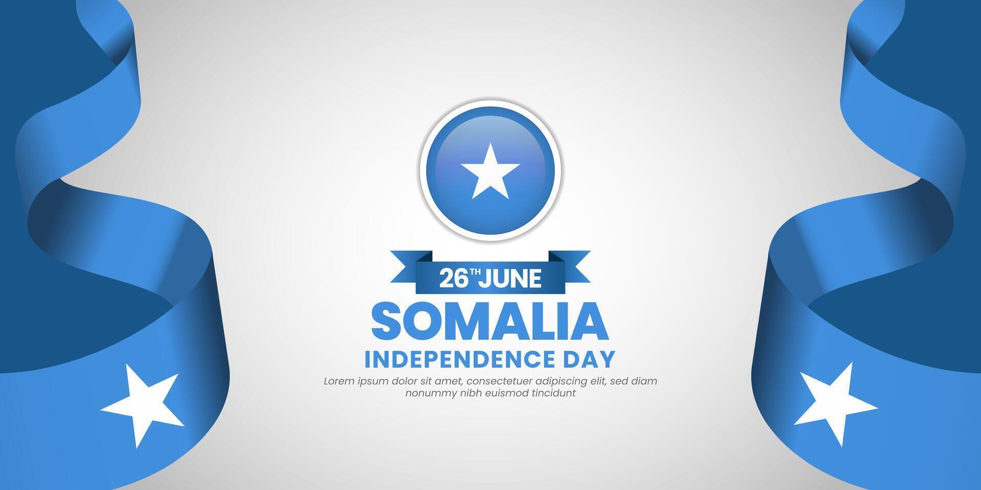 Somalia independence day banner background 26 June design with waving ribbon flag vector