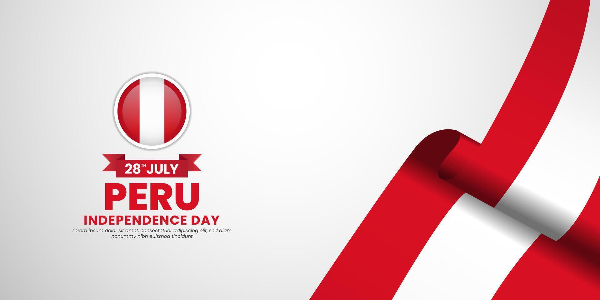 Peru flag for independence day banner background with blank space area vector