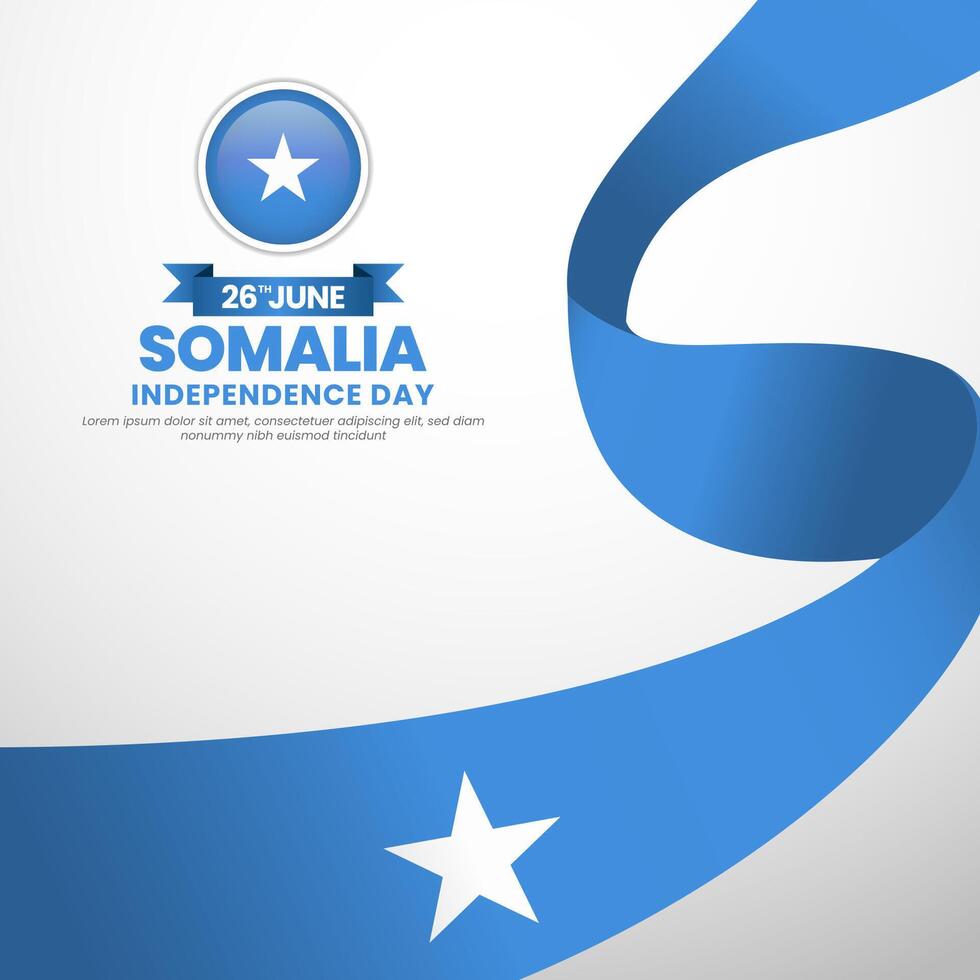 Somalia independence day greeting card, square background with warving ribbon flag vector