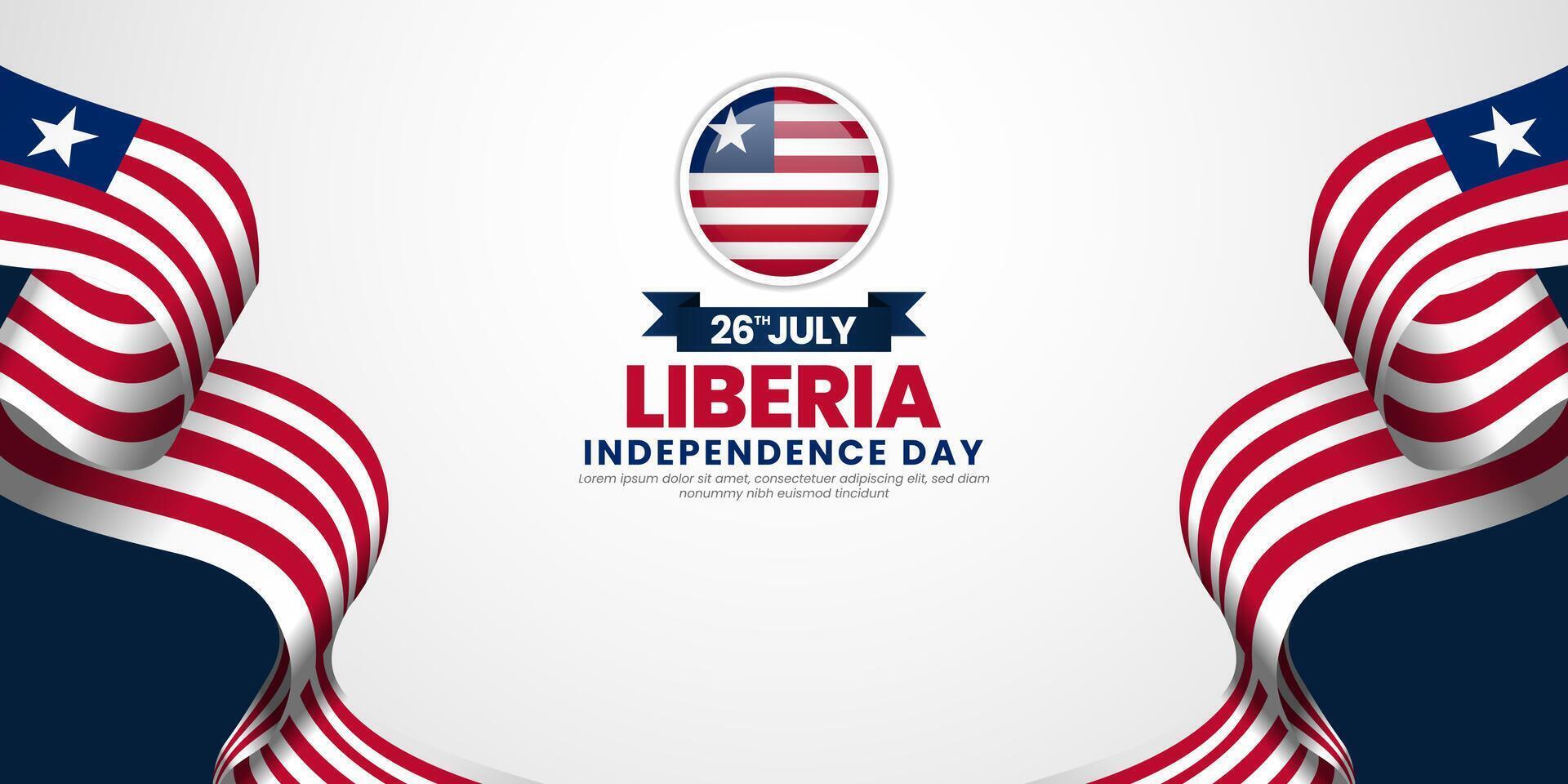 Liberia independence day banner 26 July design element with waving ribbon flag vector