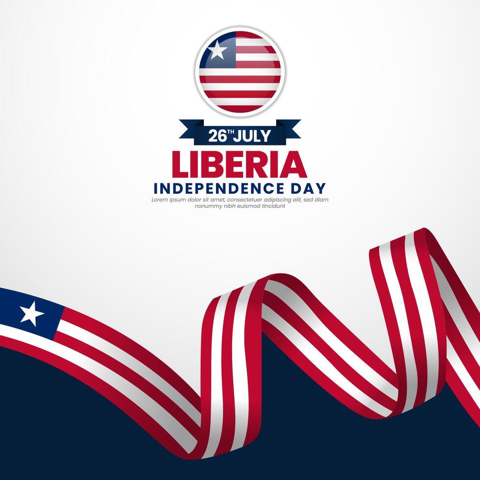 Liberia independence day Square banner with waving ribbon flag vector