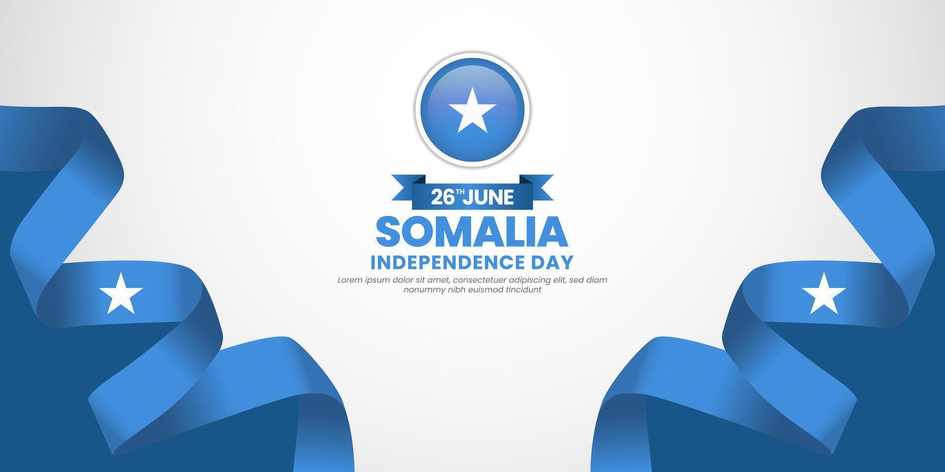 Somalia independence day banner background design element with waving ribbon flag vector