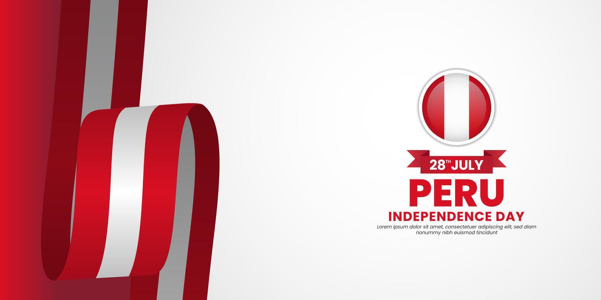 Peru flag for independence day banner with blank space area vector