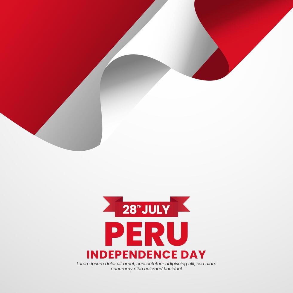 Peru flag for independence day banner background with realistic flag vector