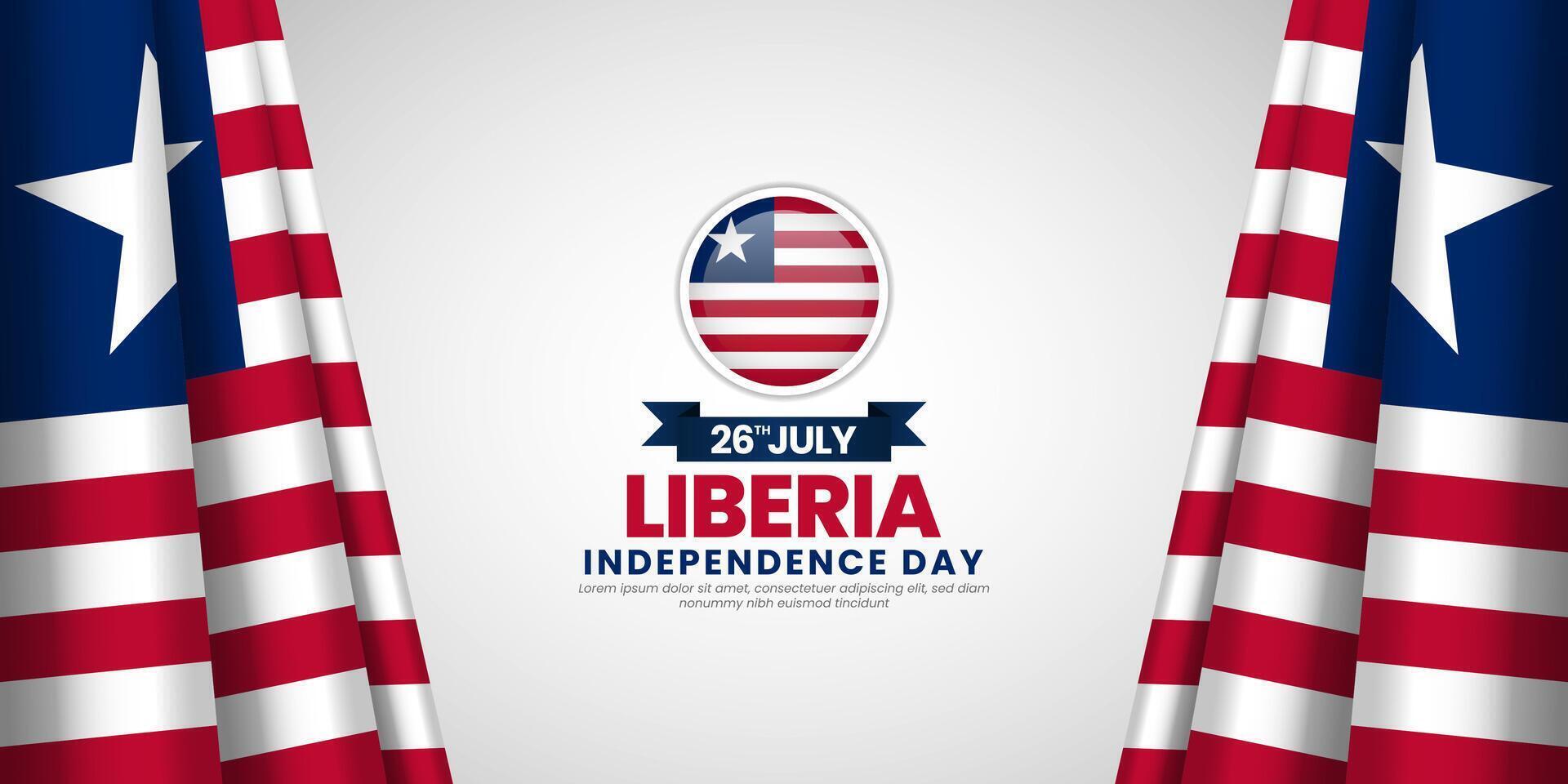 Liberian flag for Liberia independence day banner background with blank space area vector