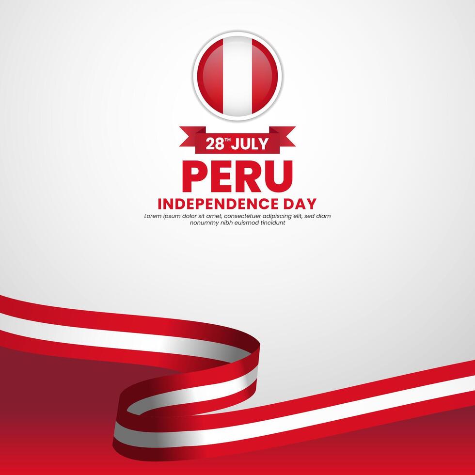 Peru independence day Square banner background with waving flag illustration vector