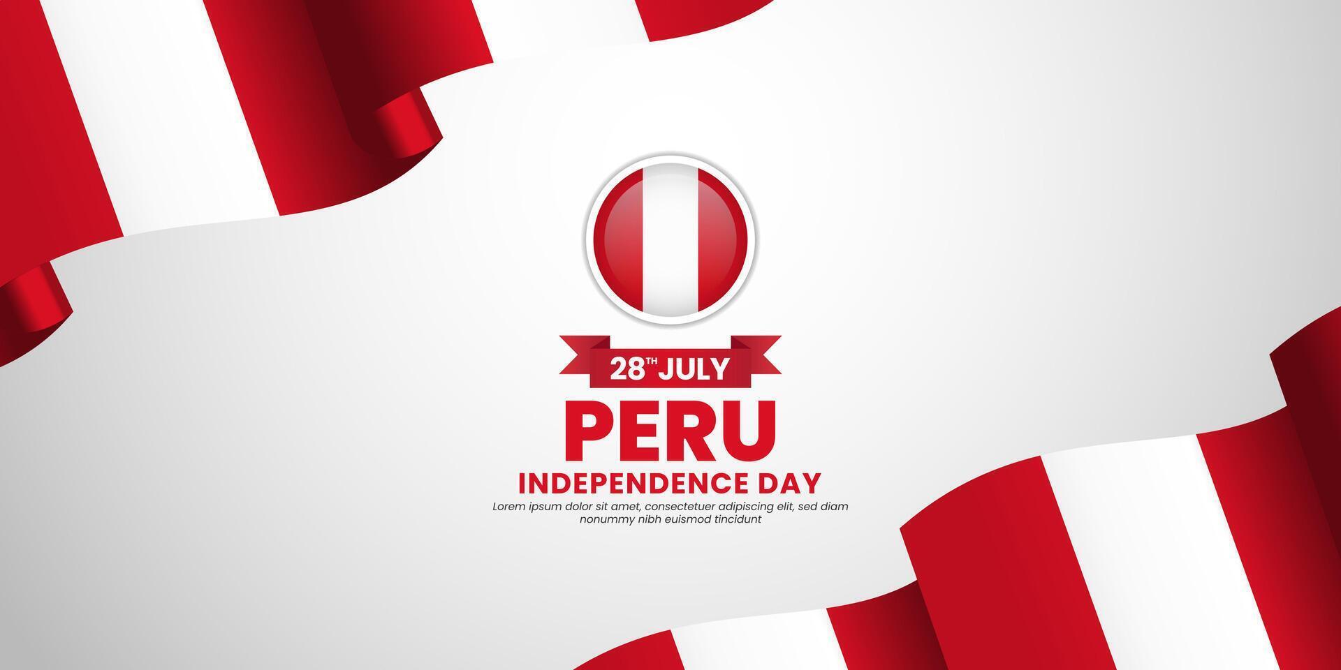 Peru flag for independence day banner background with text space area vector