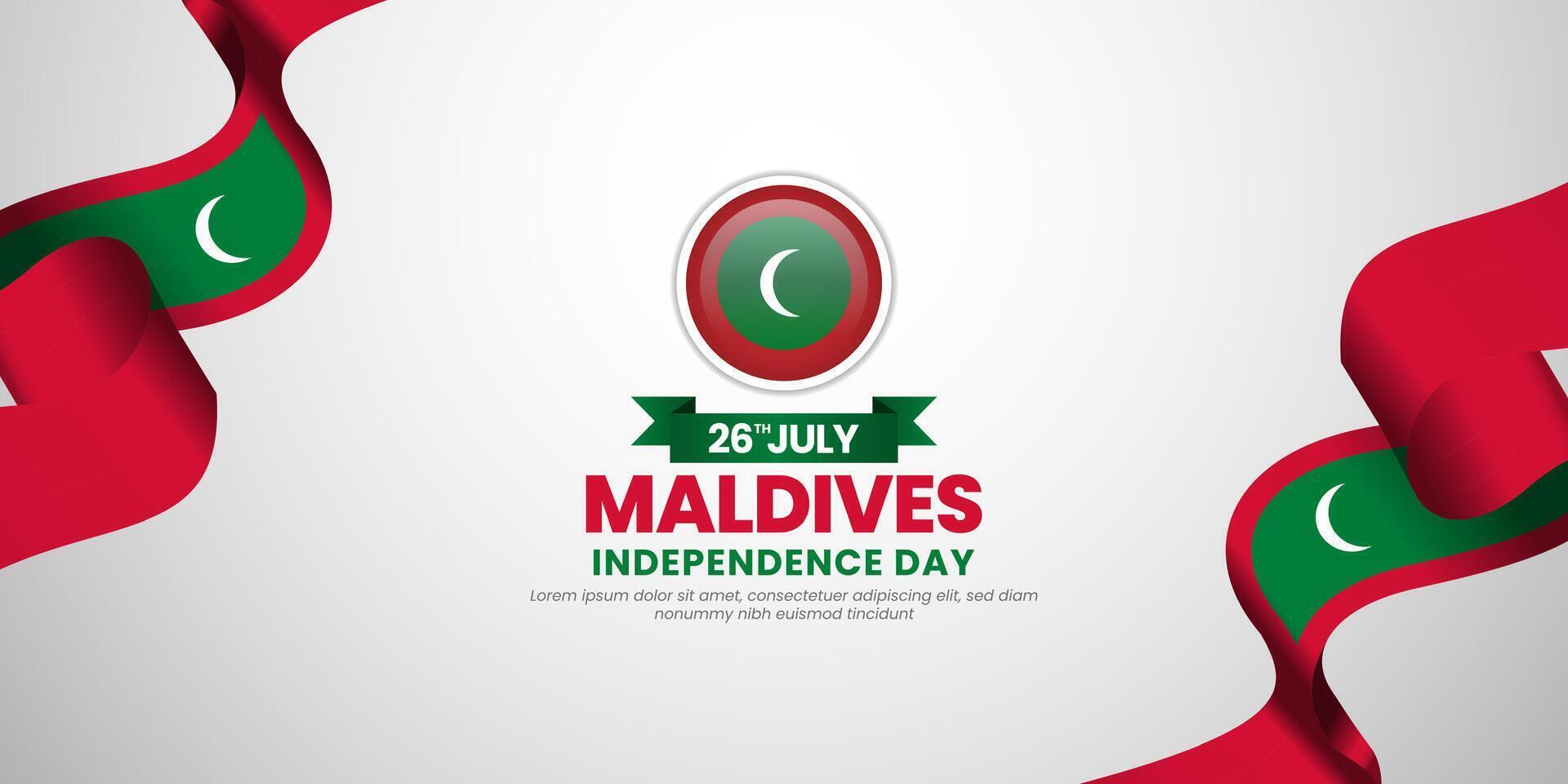 Maldives independence day banner background 26 July design element with waving ribbon flag vector