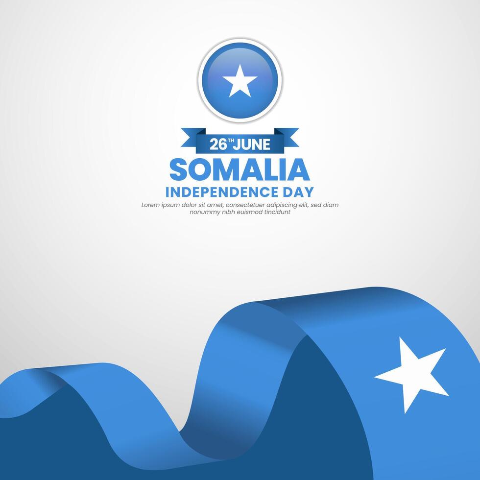 Somalia independence day Square banner with waving flag illustration vector