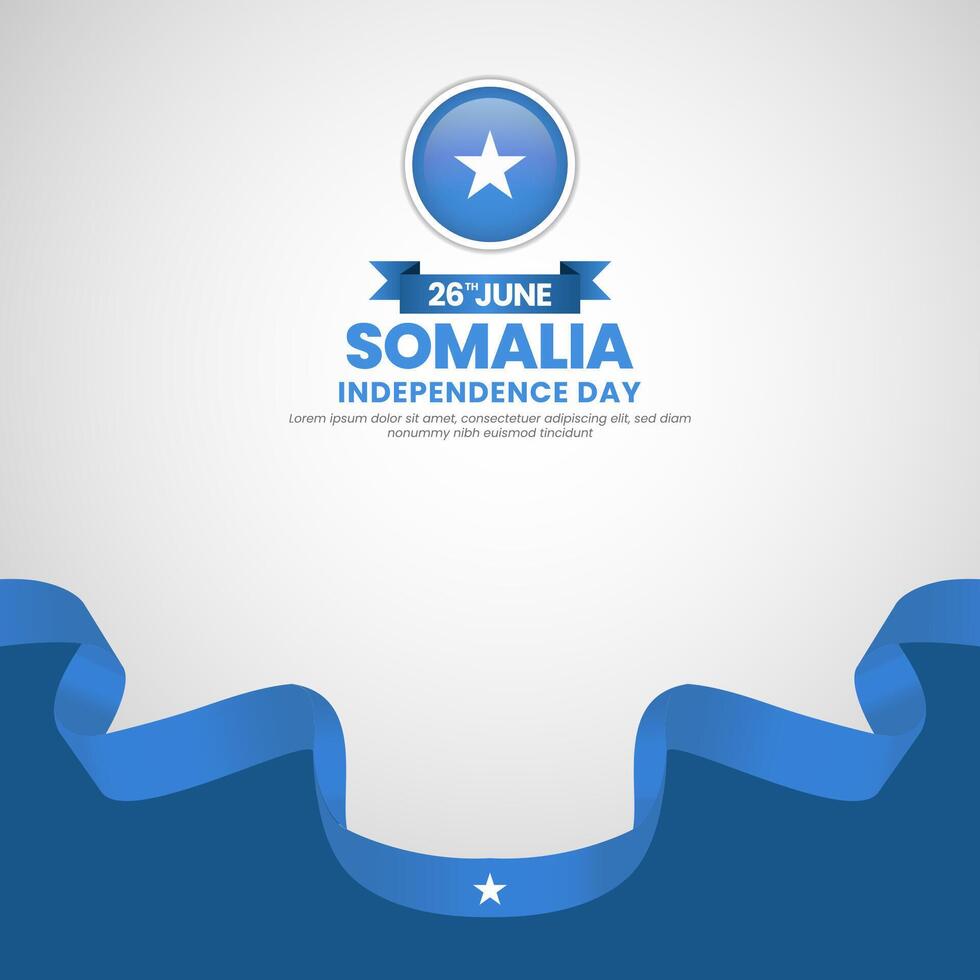 Somalia independence day greeting card, square banner background with warving ribbon flag vector