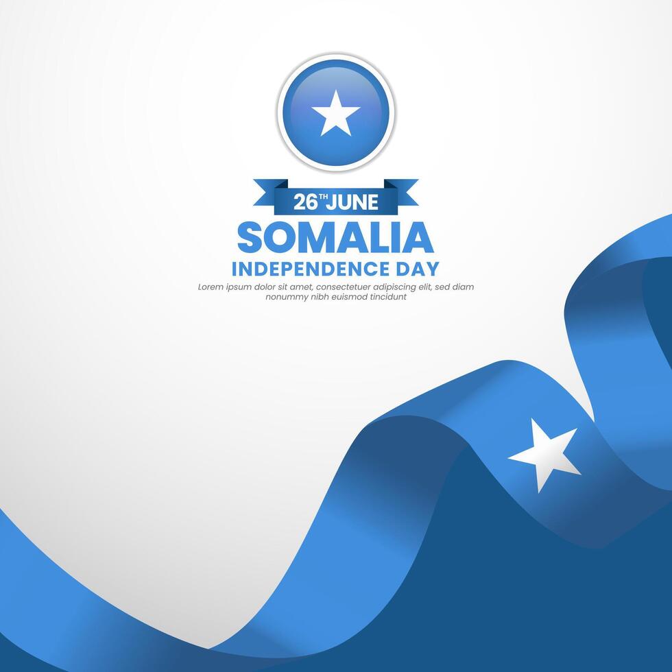 Somalia independence day square banner background with warving ribbon flag vector