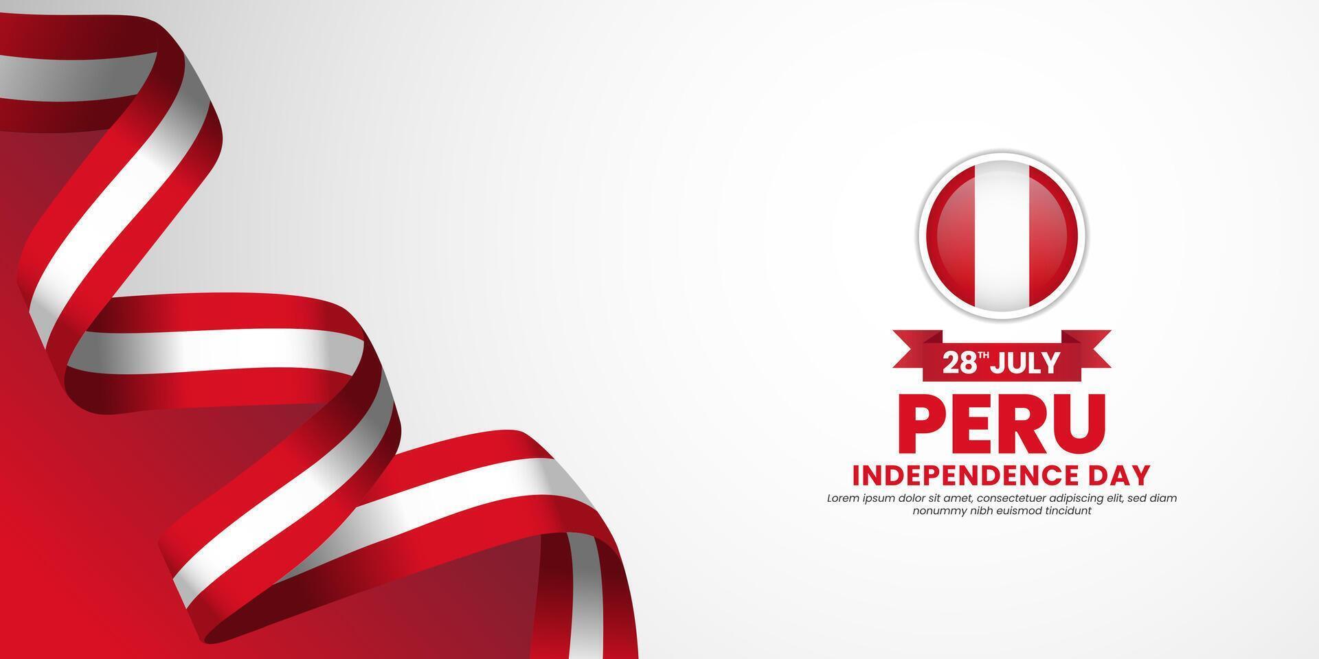 Peru flag for independence day background with blank space area vector
