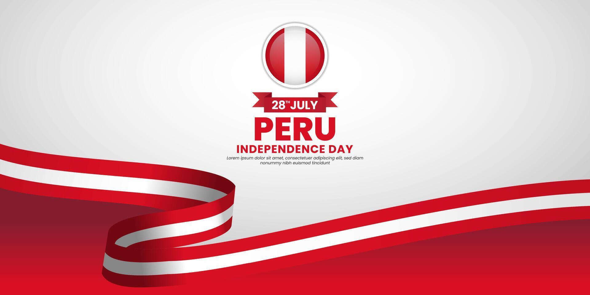 Peru independence day with flag for banner design vector