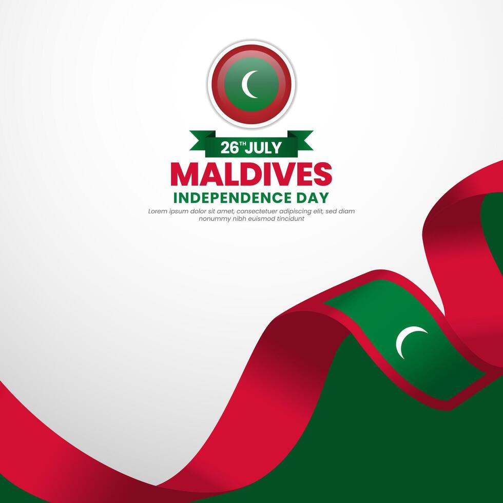 Maldives independence day Square banner background with waving flag illustration vector