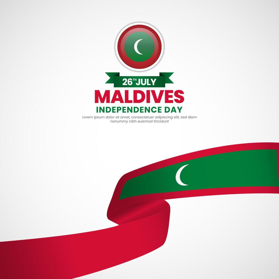 Maldives independence day Square background with waving flag illustration vector