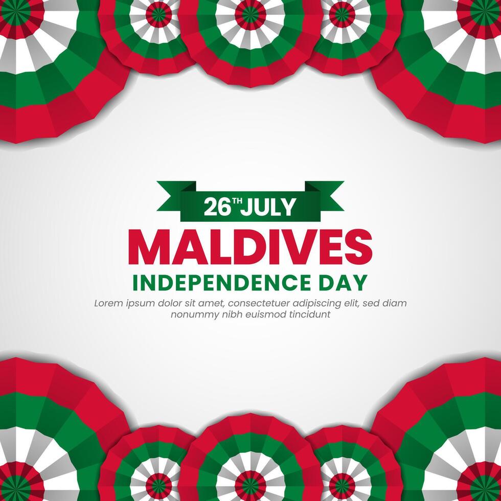 Maldives flag for independence day square banner background with realistic flag vector