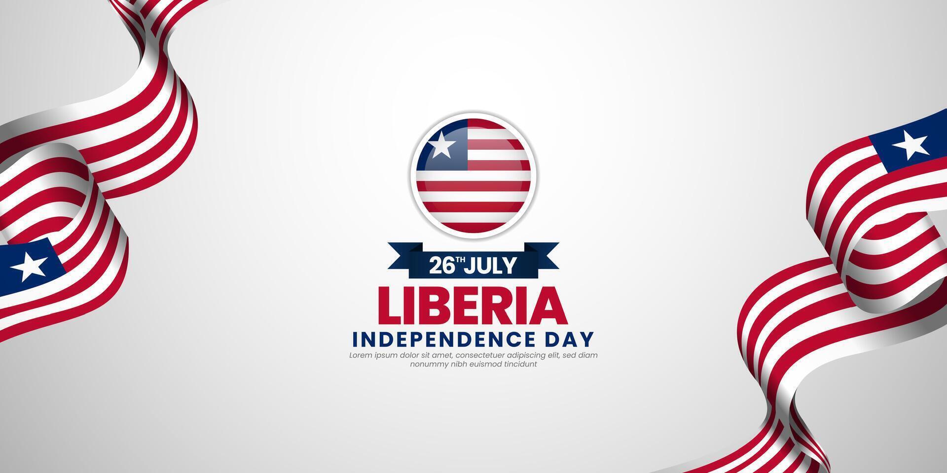 Liberia independence day background 26 July design element with waving ribbon flag vector