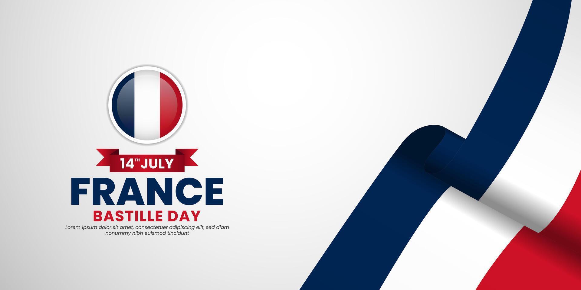 French flag for France bastille day banner background with text space area vector