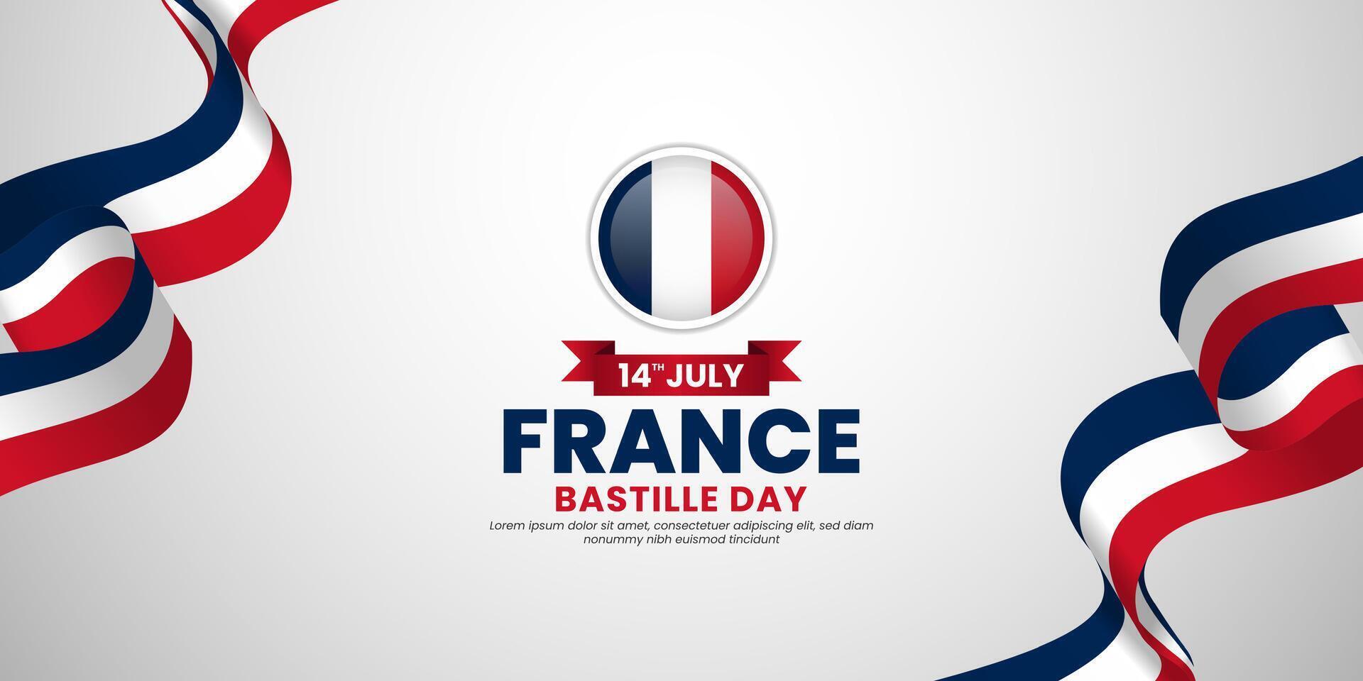 France bastille day banner 14 July design element with waving ribbon flag vector