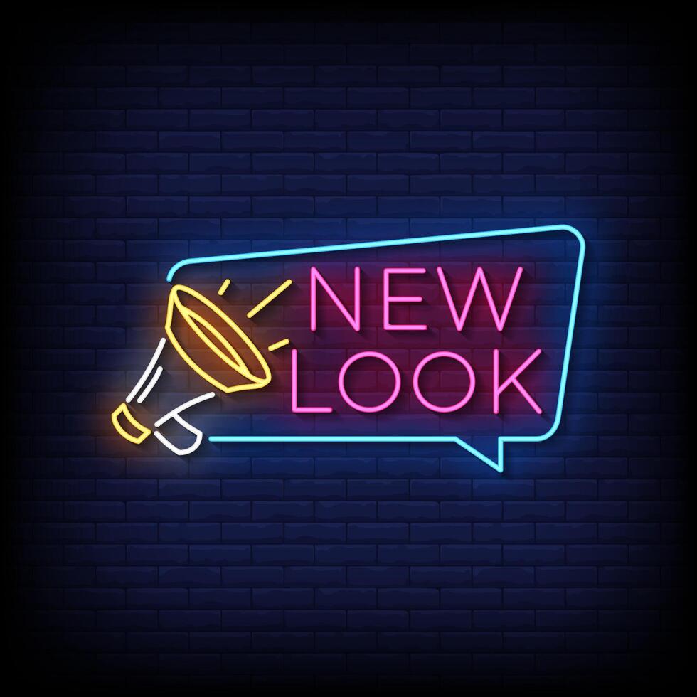 new look neon sign with brick wall background vector