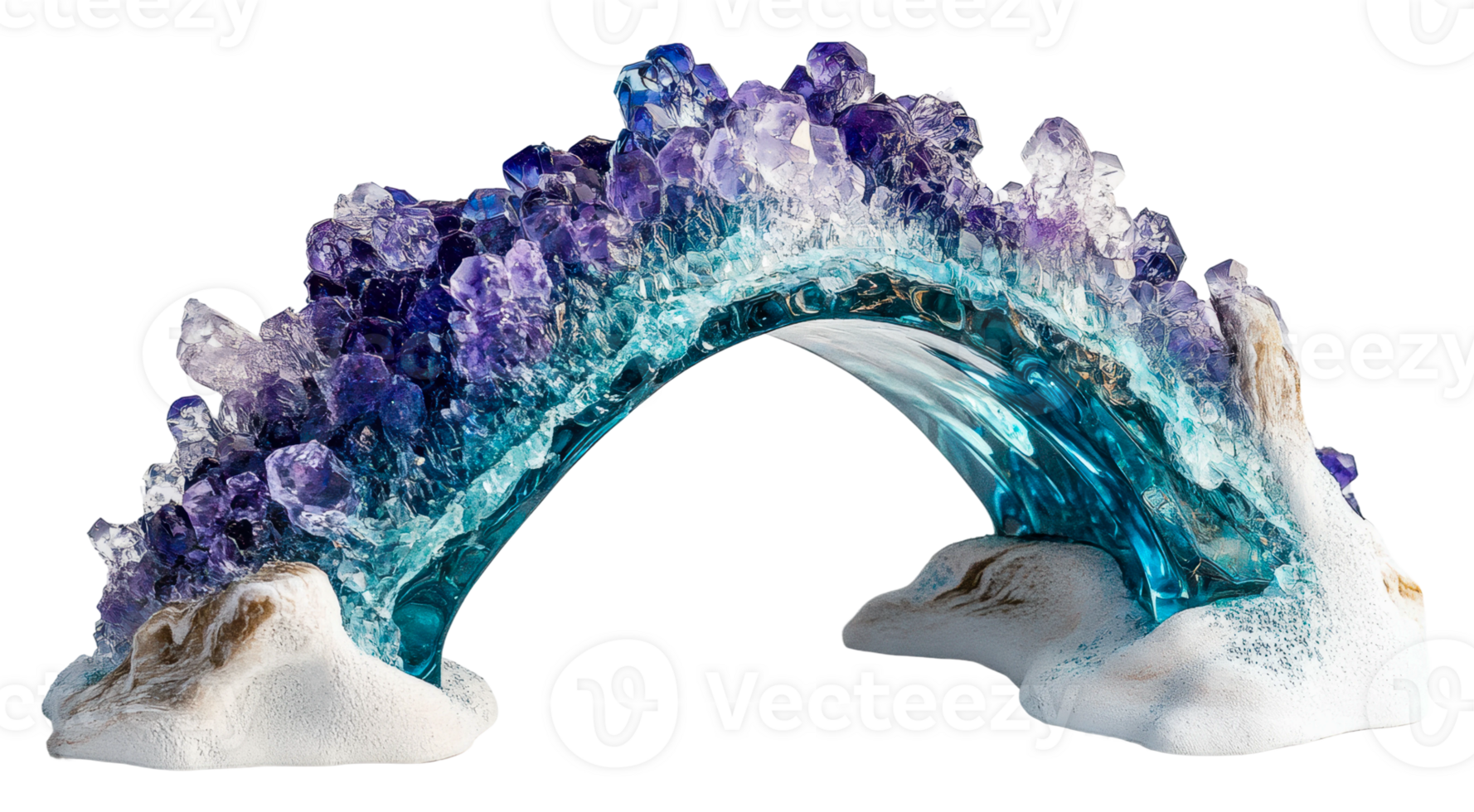 Colorful crystal rainbow sculpture exhibition and gallery display isolated on transparent background png