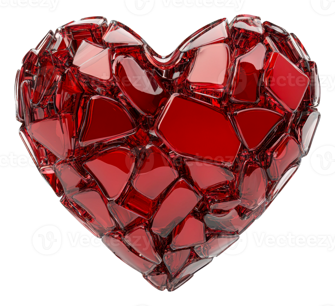 Shattered heart sculpture artistic display modern gallery abstract isolated on transparent background png