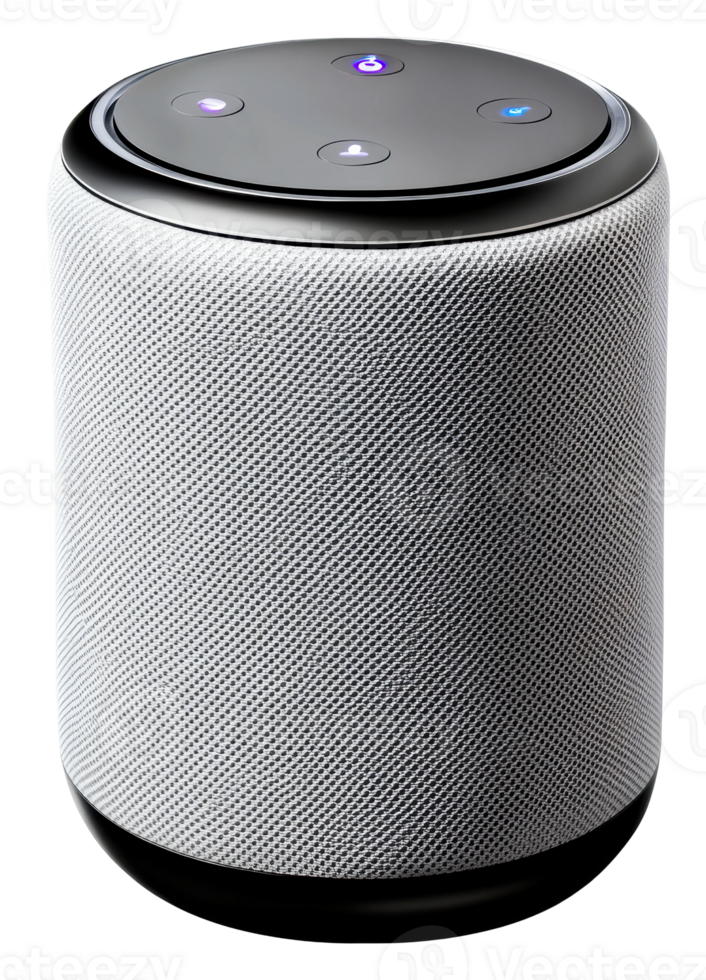 Smart speaker setup modern home technology device indoor isolated on transparent background png