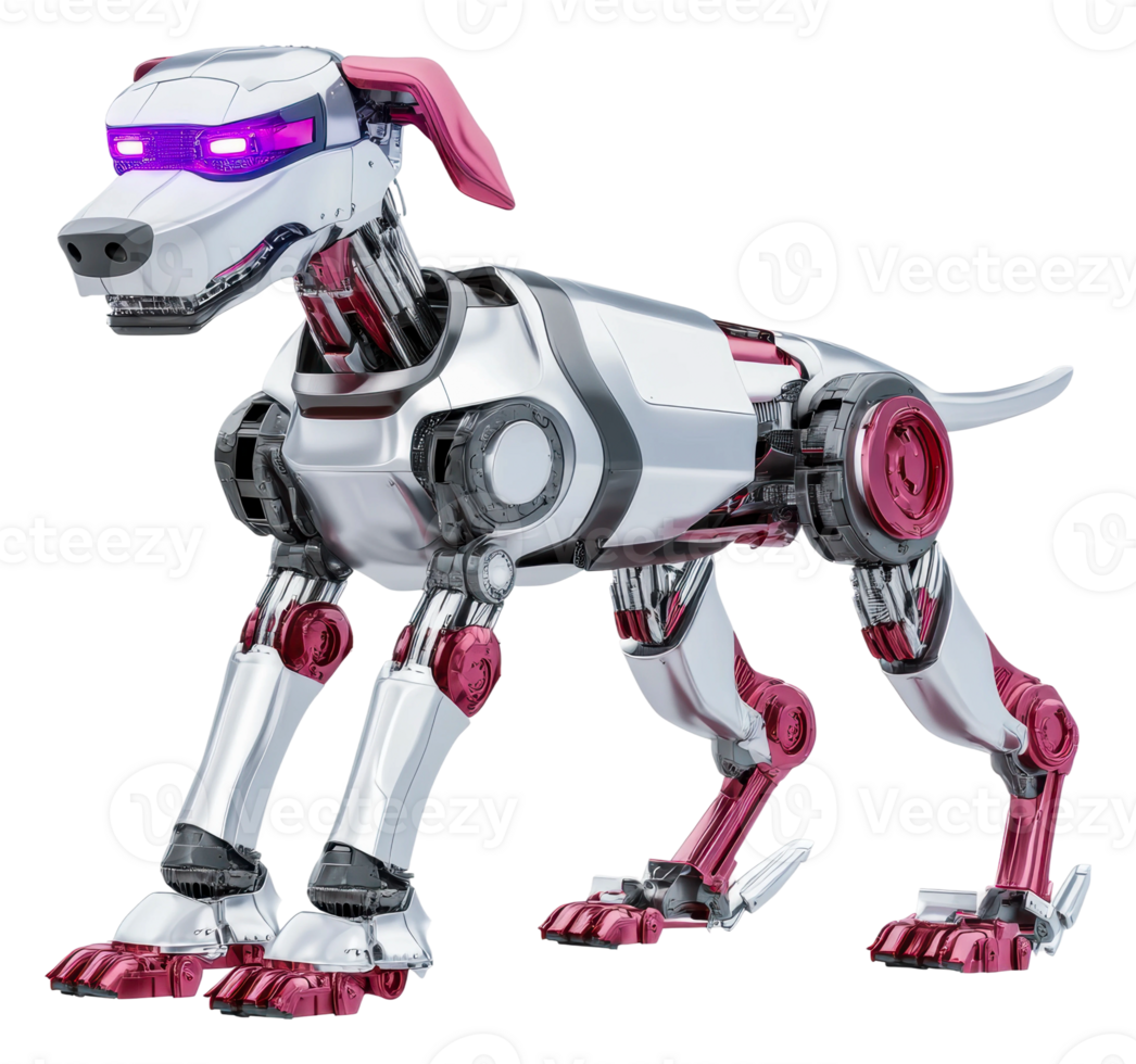 Futuristic robotic dog companions tech showcase digital indoor isolated on transparent background png